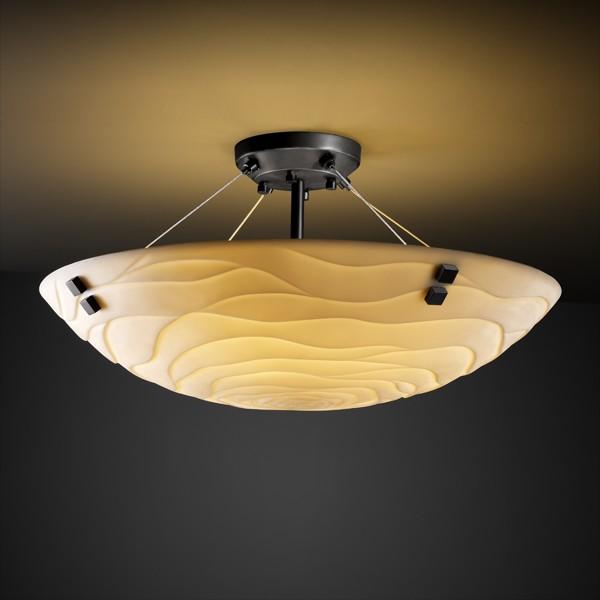 24" LED Semi-Flush Bowl w/ CONCENTRIC SQUARES FINIALS