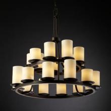 Justice Design Group CNDL-8767-10-CREM-MBLK - Dakota 21-Light 2-Tier Ring Chandelier