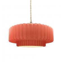 Justice Design Group CER-6553-BSH-BRSS-BEIG-TWST - Medium Tier Pleated 1-Light Pendant