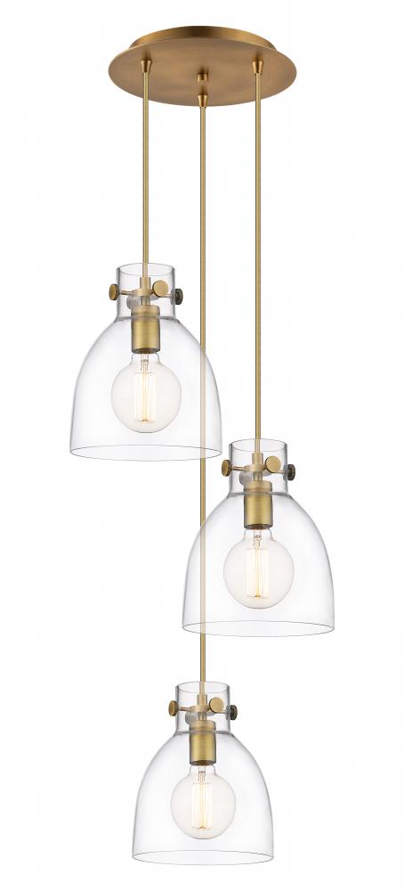 Newton Bell - 3 Light - 16 inch - Brushed Brass - Multi Pendant