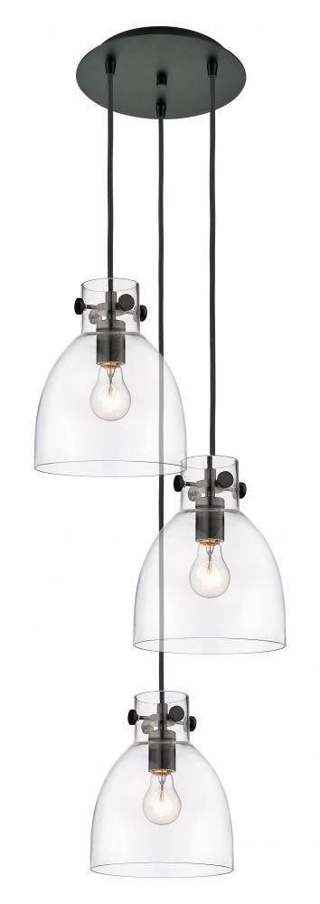 Newton Bell - 3 Light - 16 inch - Matte Black - Multi Pendant