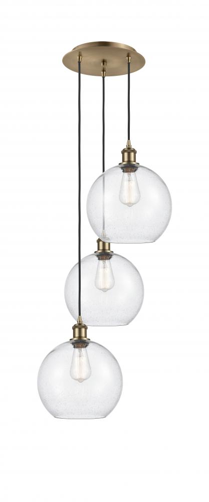 Athens - 3 Light - 17 inch - Antique Brass - Cord Hung - Multi Pendant