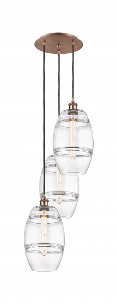 Vaz - 3 Light - 15 inch - Antique Copper - Cord hung - Multi Pendant