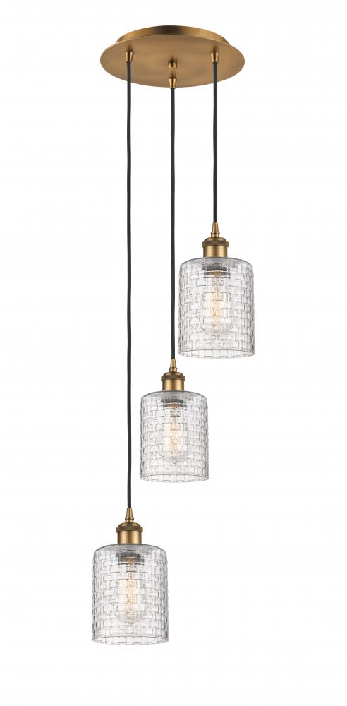 Cobbleskill - 3 Light - 12 inch - Brushed Brass - Cord Hung - Multi Pendant