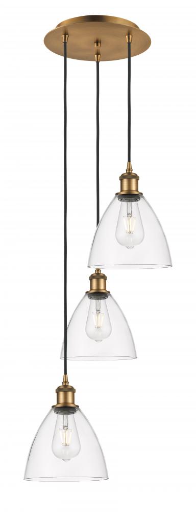 Bristol - 3 Light - 14 inch - Brushed Brass - Cord Hung - Multi Pendant