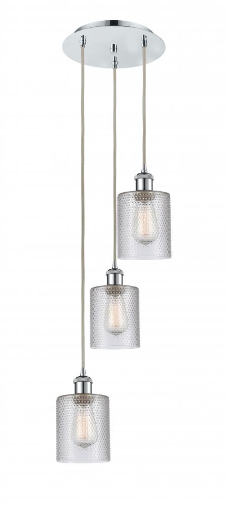 Cobbleskill - 3 Light - 12 inch - Polished Chrome - Cord Hung - Multi Pendant