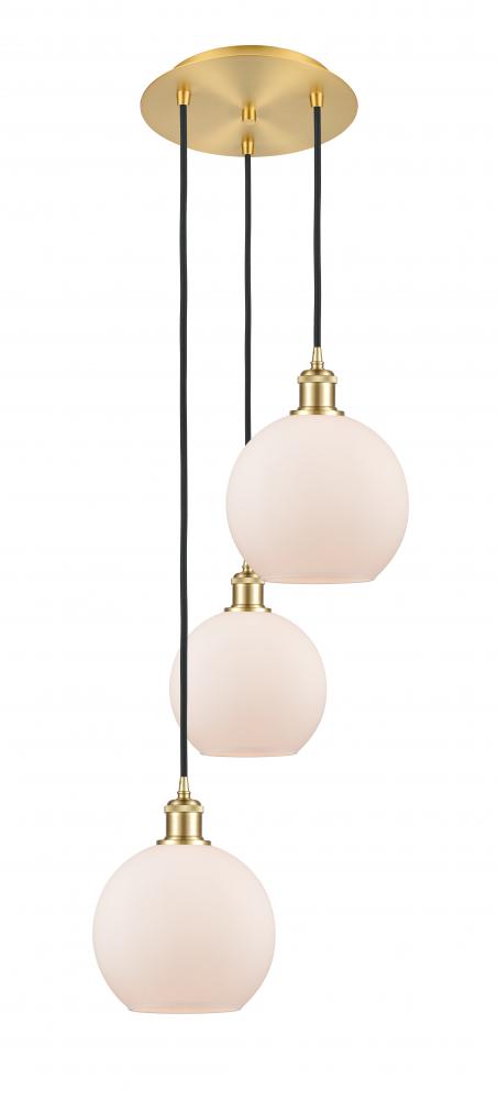 Athens - 3 Light - 15 inch - Satin Gold - Cord Hung - Multi Pendant