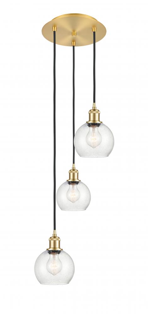 Athens - 3 Light - 12 inch - Satin Gold - Cord Hung - Multi Pendant