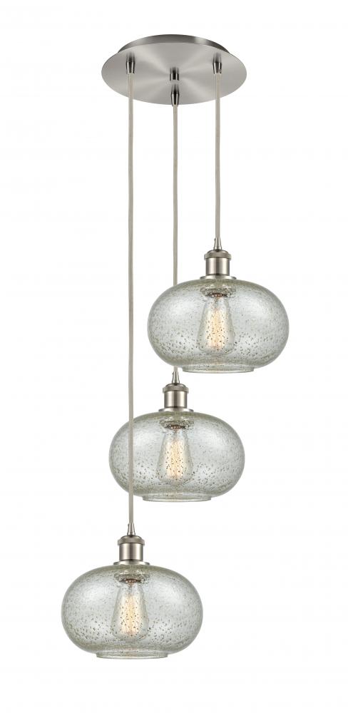 Gorham - 3 Light - 16 inch - Brushed Satin Nickel - Cord Hung - Multi Pendant