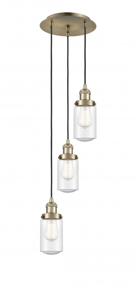 Dover - 3 Light - 11 inch - Antique Brass - Cord hung - Multi Pendant