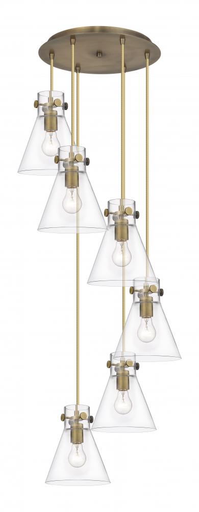 Newton Cone - 6 Light - 19 inch - Brushed Brass - Multi Pendant