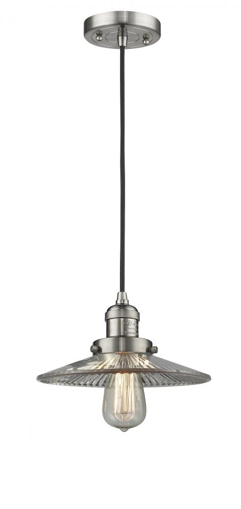 Halophane - 1 Light - 9 inch - Brushed Satin Nickel - Cord hung - Mini Pendant