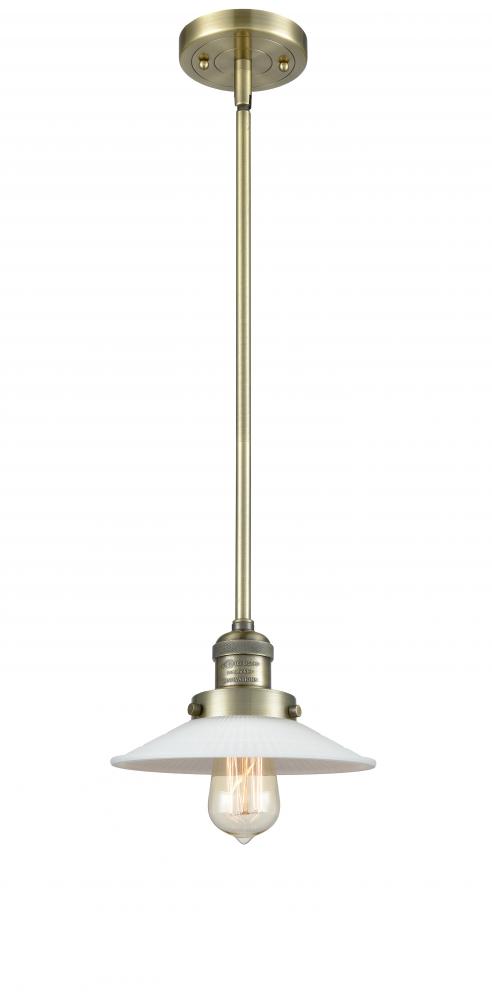 Halophane - 1 Light - 9 inch - Antique Brass - Stem Hung - Mini Pendant