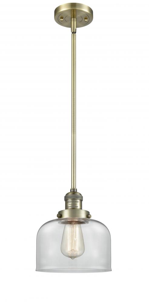 Bell - 1 Light - 8 inch - Antique Brass - Stem Hung - Mini Pendant