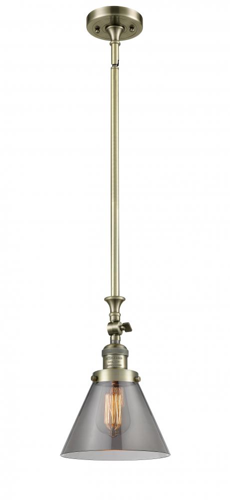 Cone - 1 Light - 8 inch - Antique Brass - Stem Hung - Mini Pendant