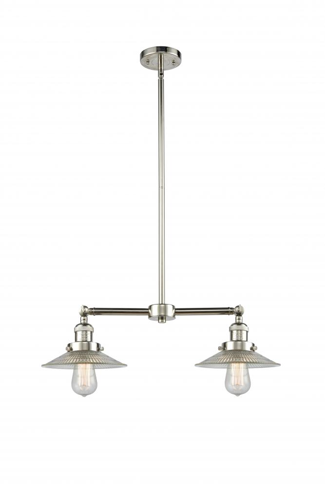 Halophane - 2 Light - 21 inch - Polished Nickel - Stem Hung - Island Light