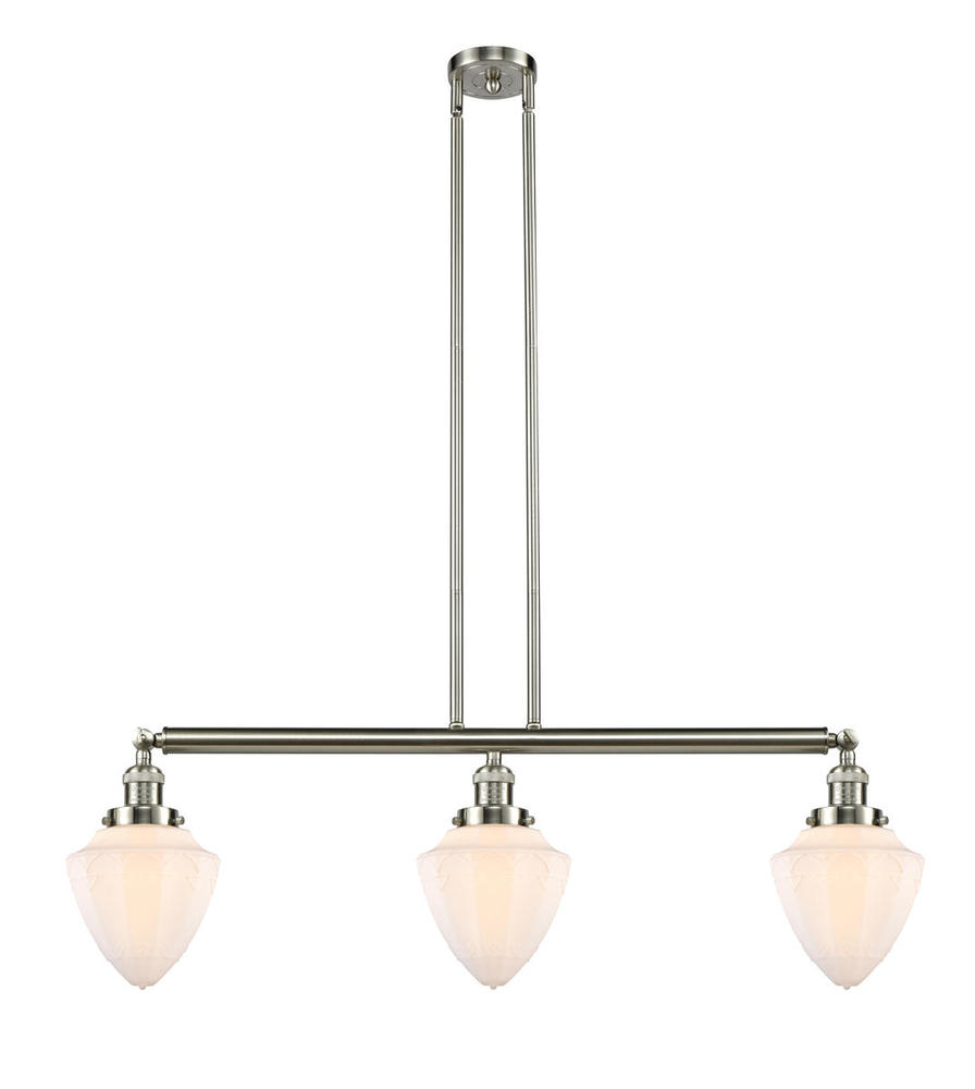 Bullet - 3 Light - 38 inch - Brushed Satin Nickel - Stem Hung - Island Light