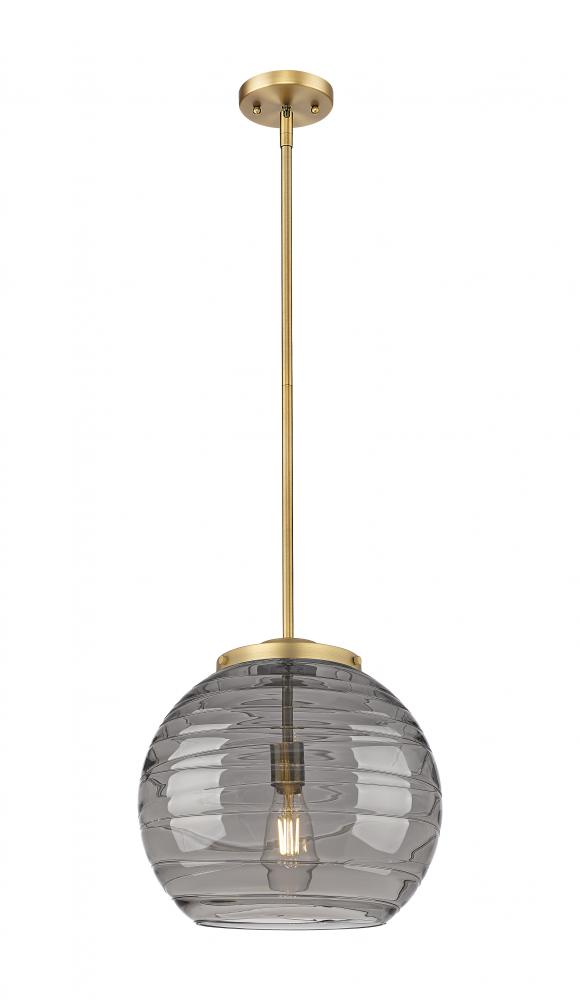 Athens Deco Swirl - 1 Light - 14 inch - Brushed Brass - Stem Hung - Pendant