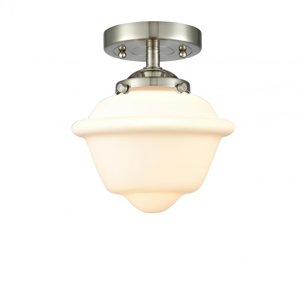 Oxford - 1 Light - 8 inch - Brushed Satin Nickel - Semi-Flush Mount