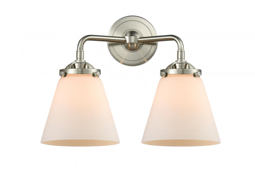 Cone - 2 Light - 14 inch - Brushed Satin Nickel - Bath Vanity Light