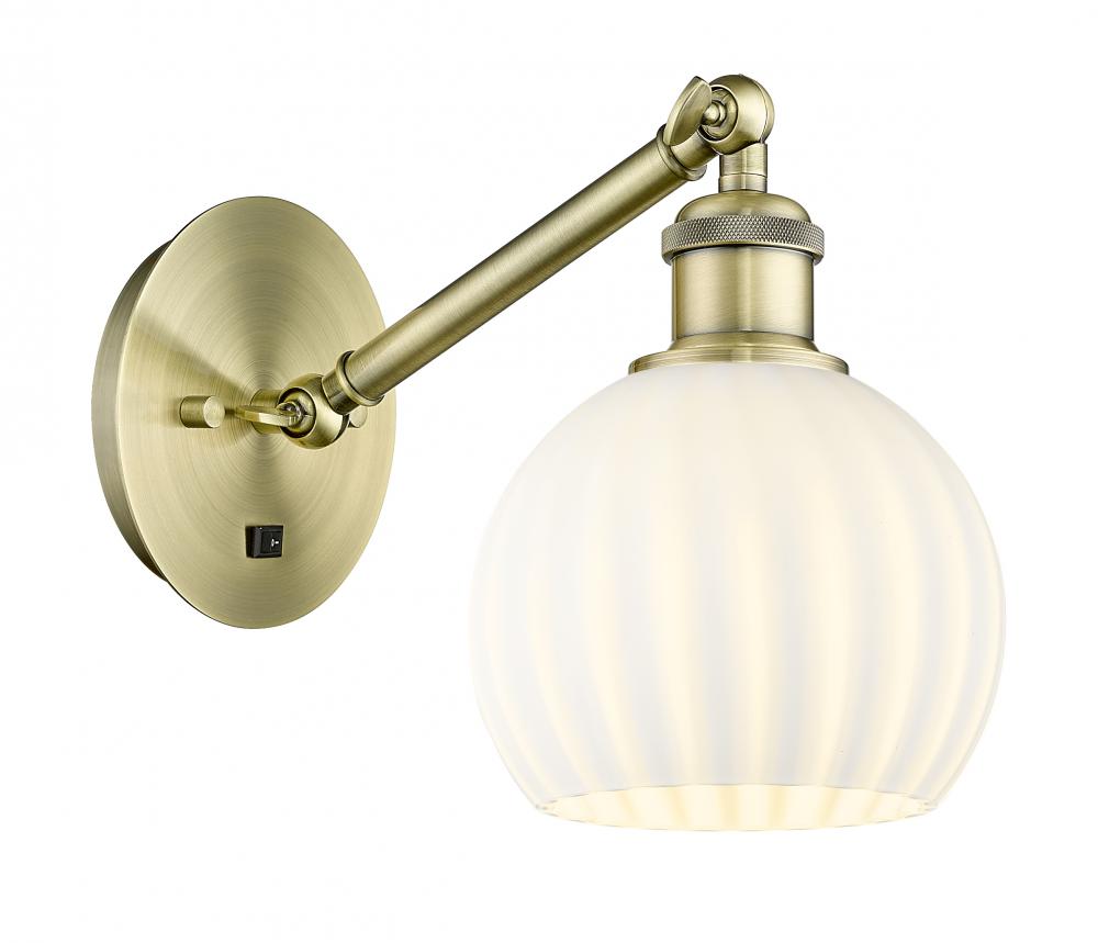 White Venetian - 1 Light - 6 inch - Brushed Satin Nickel - Adjustable Sconce