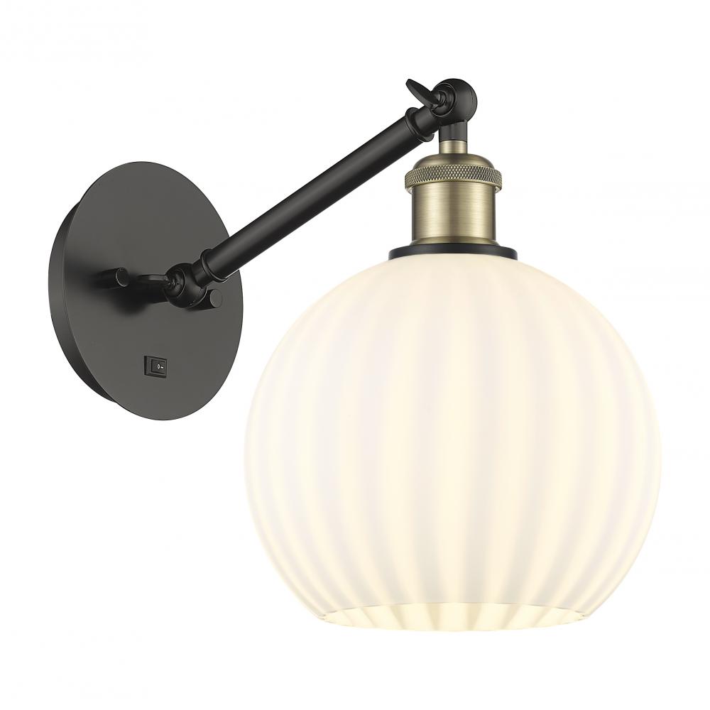 White Venetian - 1 Light - 8 inch - Black Antique Brass - Sconce