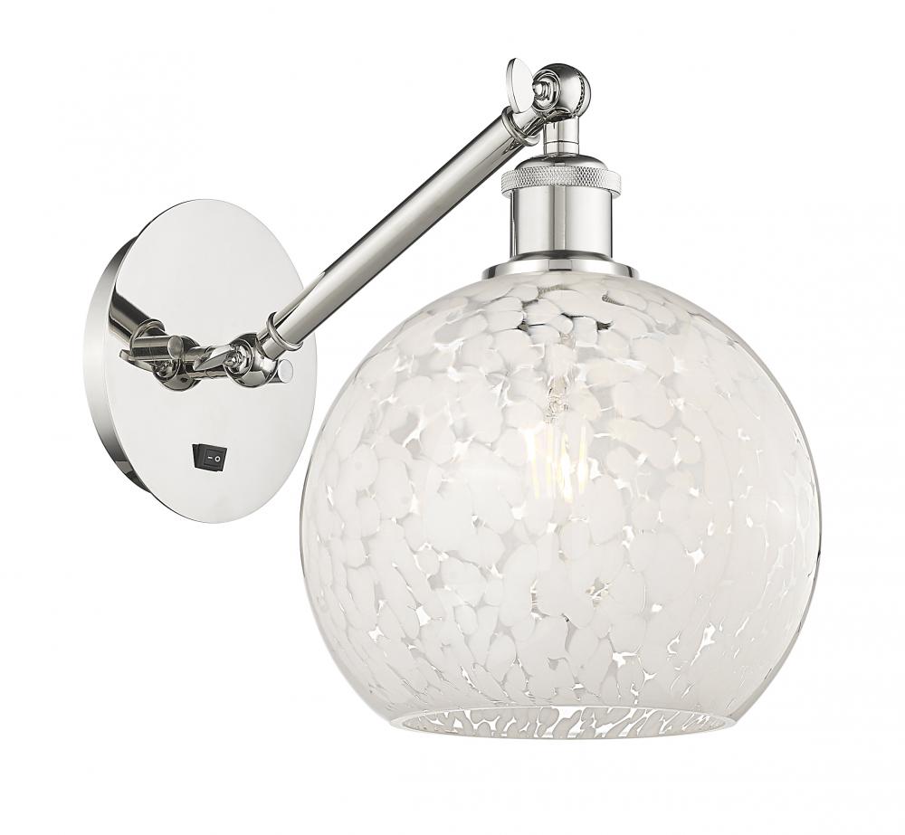 White Mouchette - 1 Light - 8 inch - Polished Nickel - Sconce