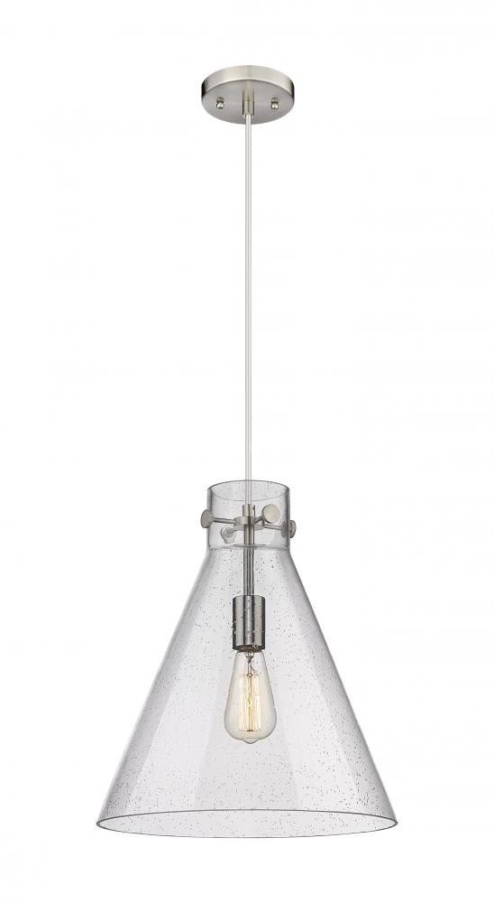 Newton Cone - 1 Light - 14 inch - Satin Nickel - Cord hung - Pendant