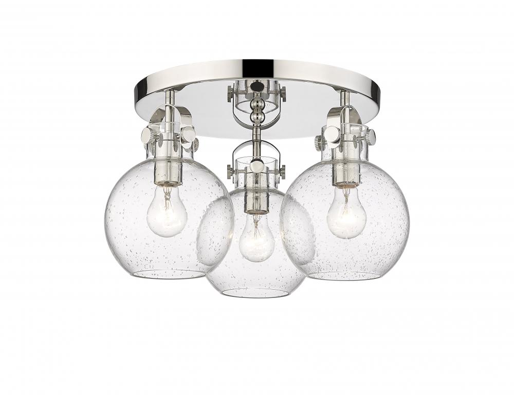 Newton Sphere - 3 Light - 18 inch - Polished Nickel - Flush Mount