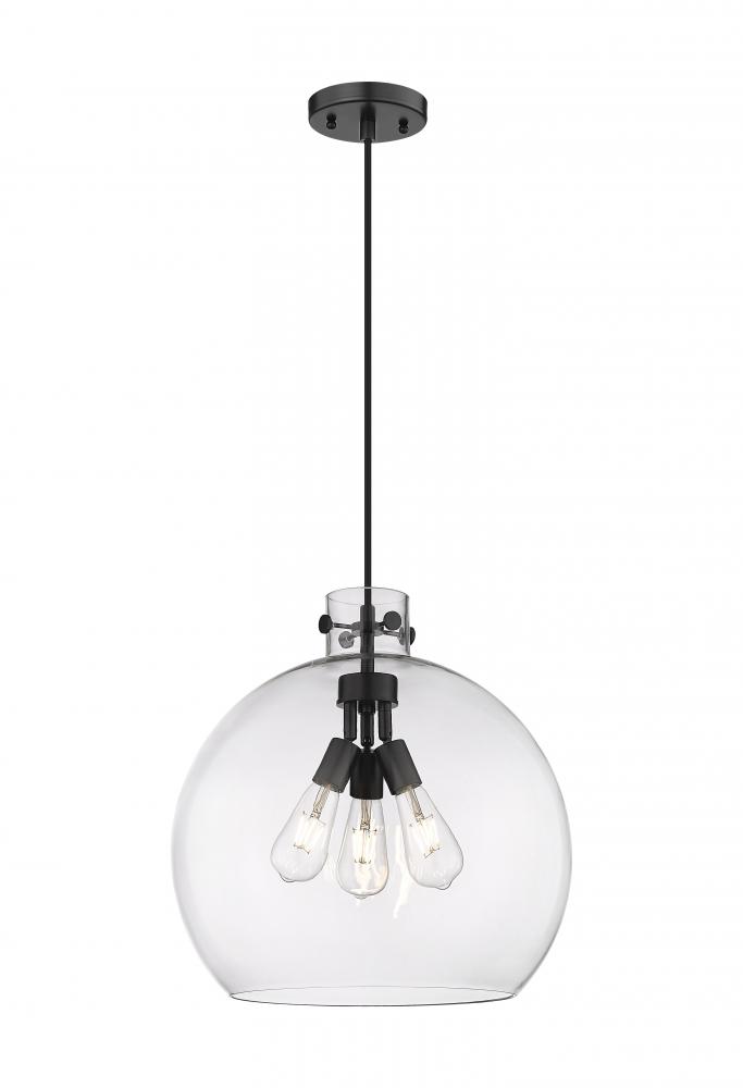 Newton Sphere - 3 Light - 18 inch - Matte Black - Cord hung - Pendant