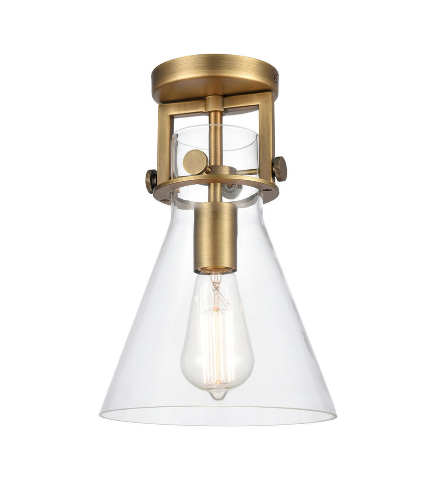 Newton Cone - 1 Light - 8 inch - Brushed Brass - Flush Mount