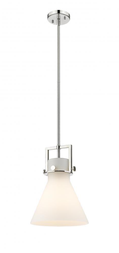 Newton Cone - 1 Light - 10 inch - Polished Nickel - Stem Hung - Mini Pendant