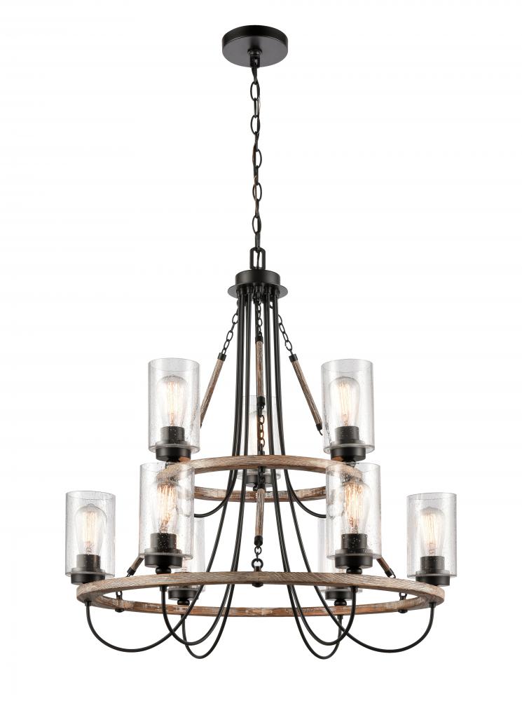 Paladin - 9 Light - 32 inch - Matte Black - Chain Hung - Chandelier