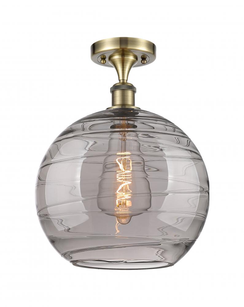 Athens Deco Swirl - 1 Light - 12 inch - Antique Brass - Semi-Flush Mount