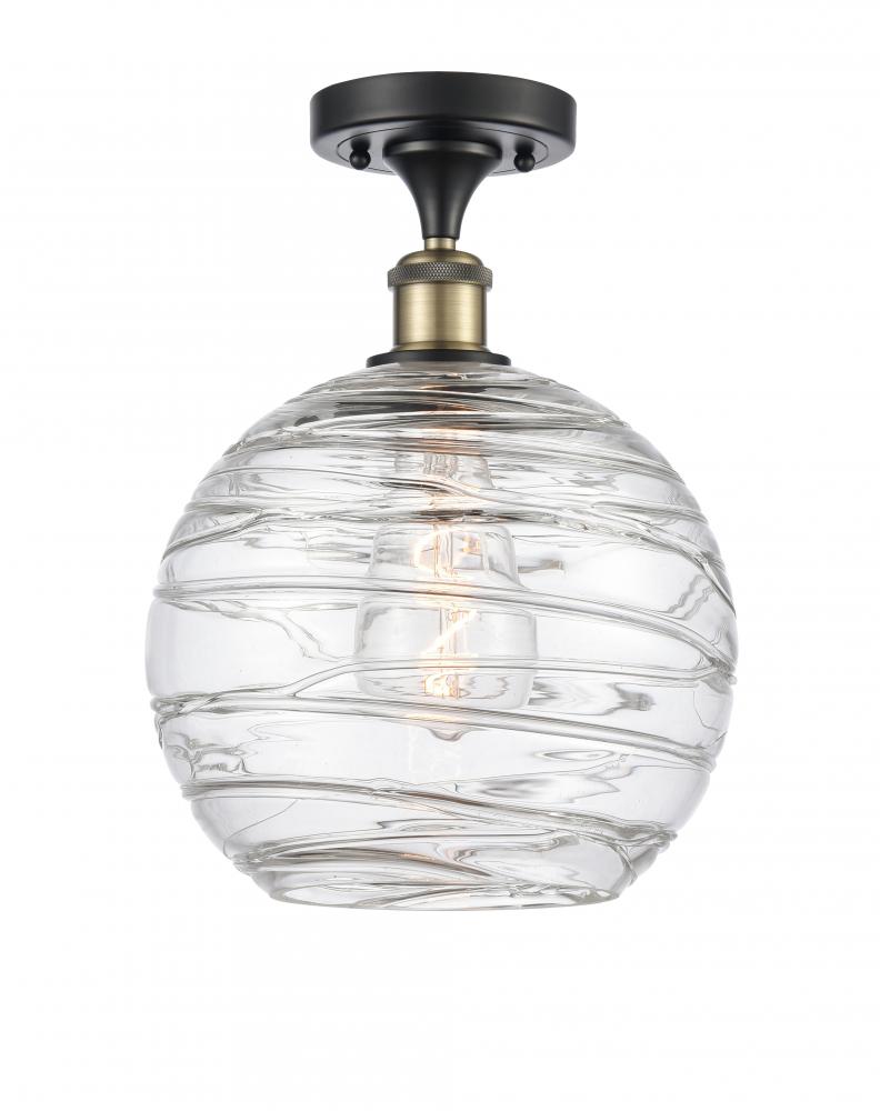 Athens Deco Swirl - 1 Light - 10 inch - Black Antique Brass - Semi-Flush Mount