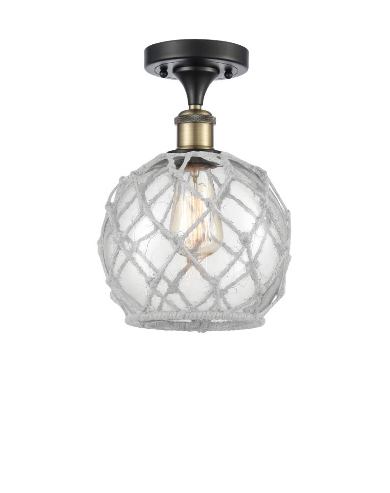 Farmhouse Rope - 1 Light - 8 inch - Black Antique Brass - Semi-Flush Mount