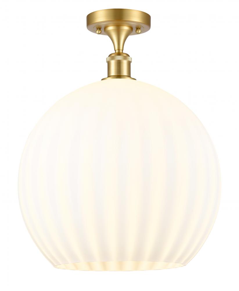 White Venetian - 1 Light - 14 inch - Satin Gold - Semi-Flush Mount