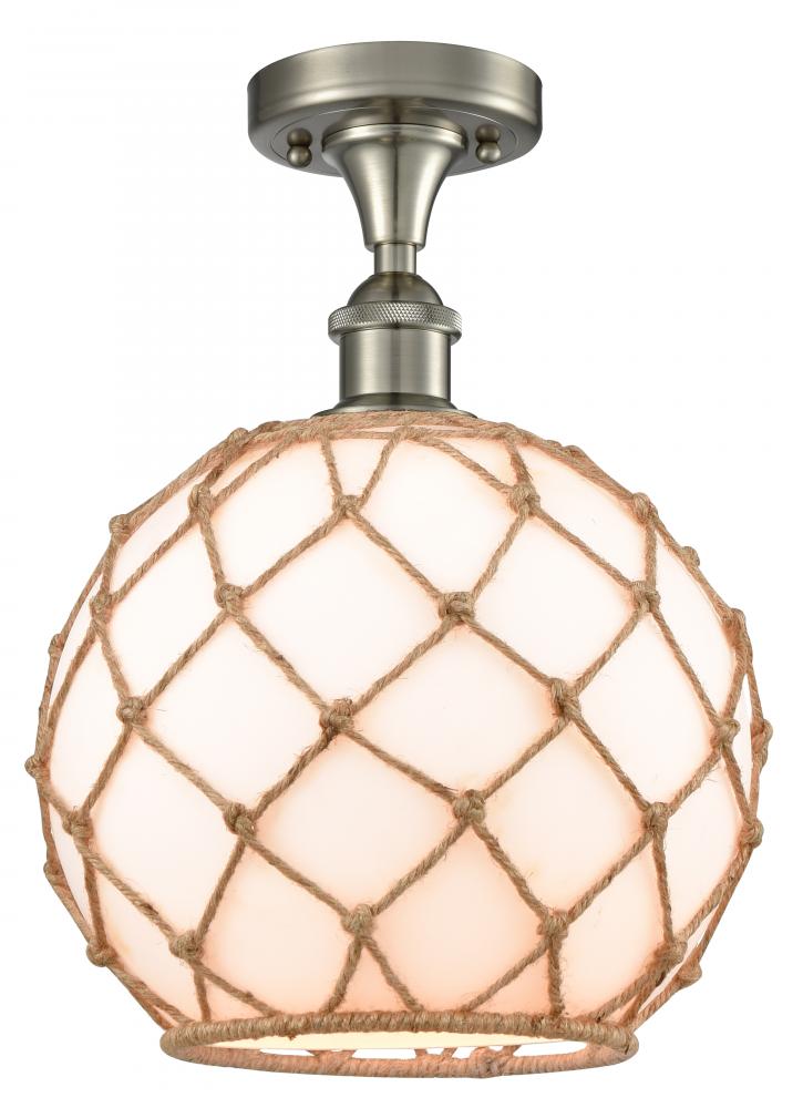 Farmhouse Rope - 1 Light - 10 inch - Brushed Satin Nickel - Semi-Flush Mount