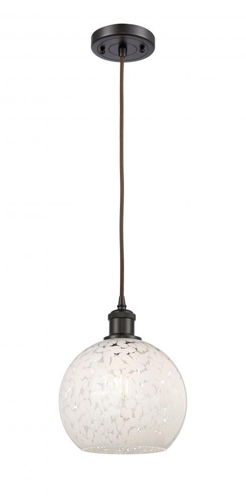 White Mouchette - 1 Light - 8 inch - Oil Rubbed Bronze - Cord Hung - Mini Pendant