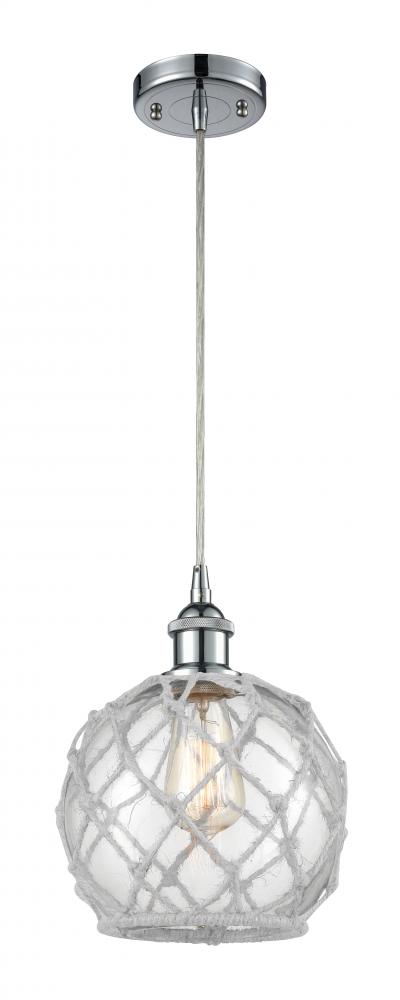 Farmhouse Rope - 1 Light - 8 inch - Polished Chrome - Cord hung - Mini Pendant