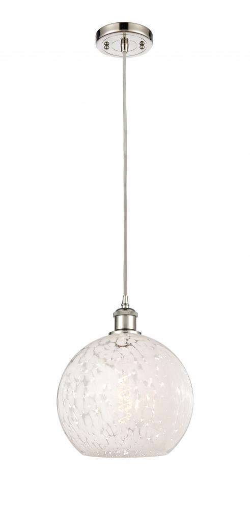 White Mouchette - 1 Light - 10 inch - Polished Nickel - Cord Hung - Mini Pendant