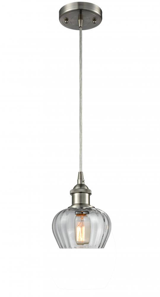 Fenton - 1 Light - 7 inch - Brushed Satin Nickel - Cord hung - Mini Pendant