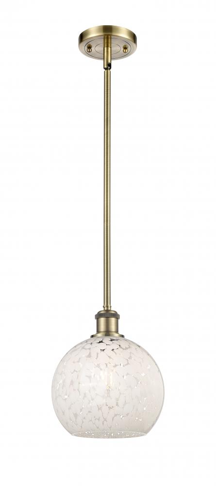 White Mouchette - 1 Light - 8 inch - Antique Brass - Mini Pendant