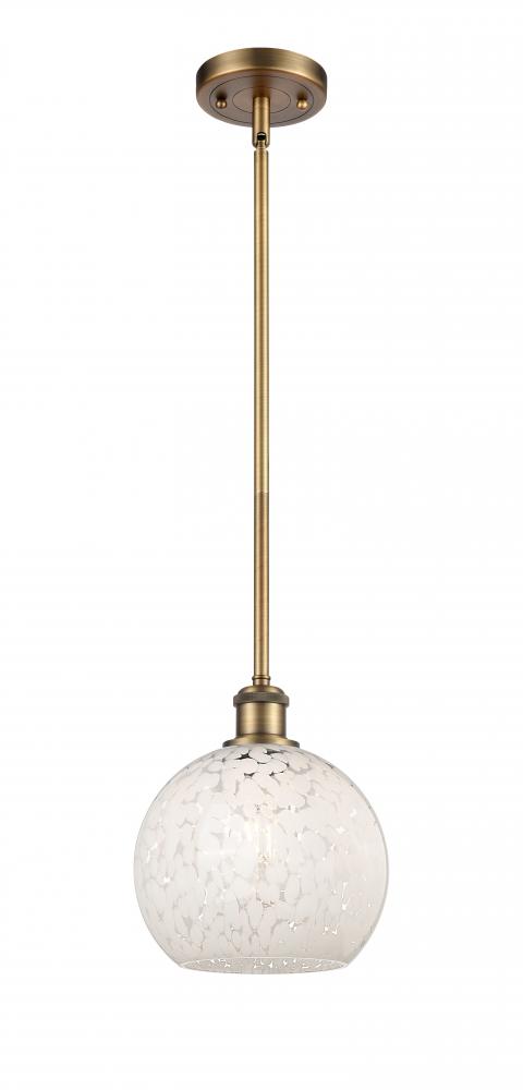 White Mouchette - 1 Light - 8 inch - Brushed Brass - Mini Pendant