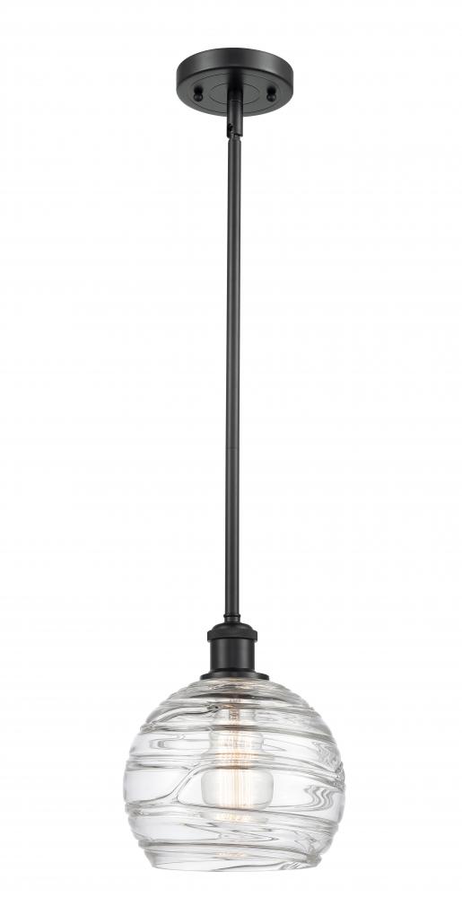 Athens Deco Swirl - 1 Light - 8 inch - Matte Black - Mini Pendant