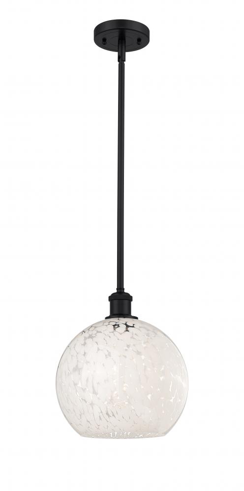 White Mouchette - 1 Light - 10 inch - Matte Black - Mini Pendant