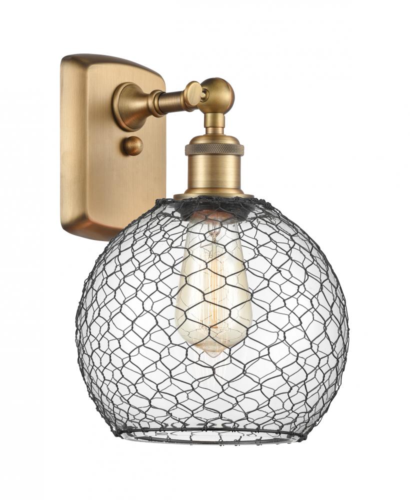 Farmhouse Chicken Wire - 1 Light - 8 inch - Brushed Brass - Sconce