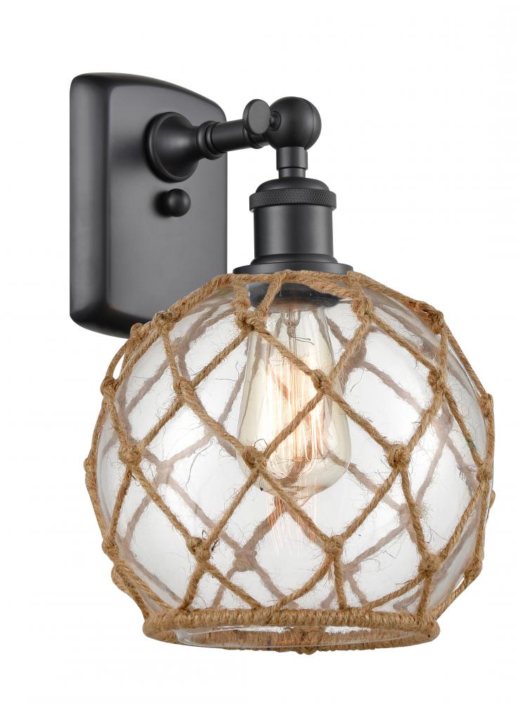 Farmhouse Rope - 1 Light - 8 inch - Matte Black - Sconce