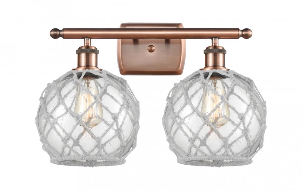 Farmhouse Rope - 2 Light - 18 inch - Antique Copper - Bath Vanity Light