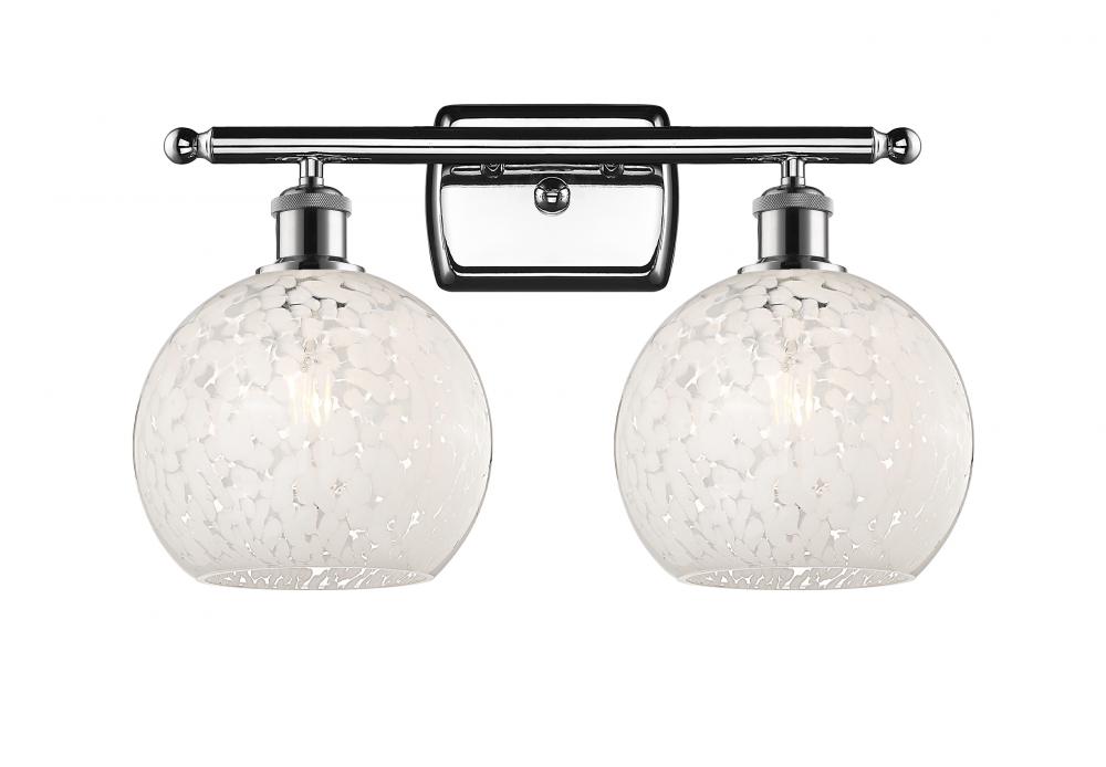 White Mouchette - 2 Light - 18 inch - Polished Chrome - Bath Vanity Light